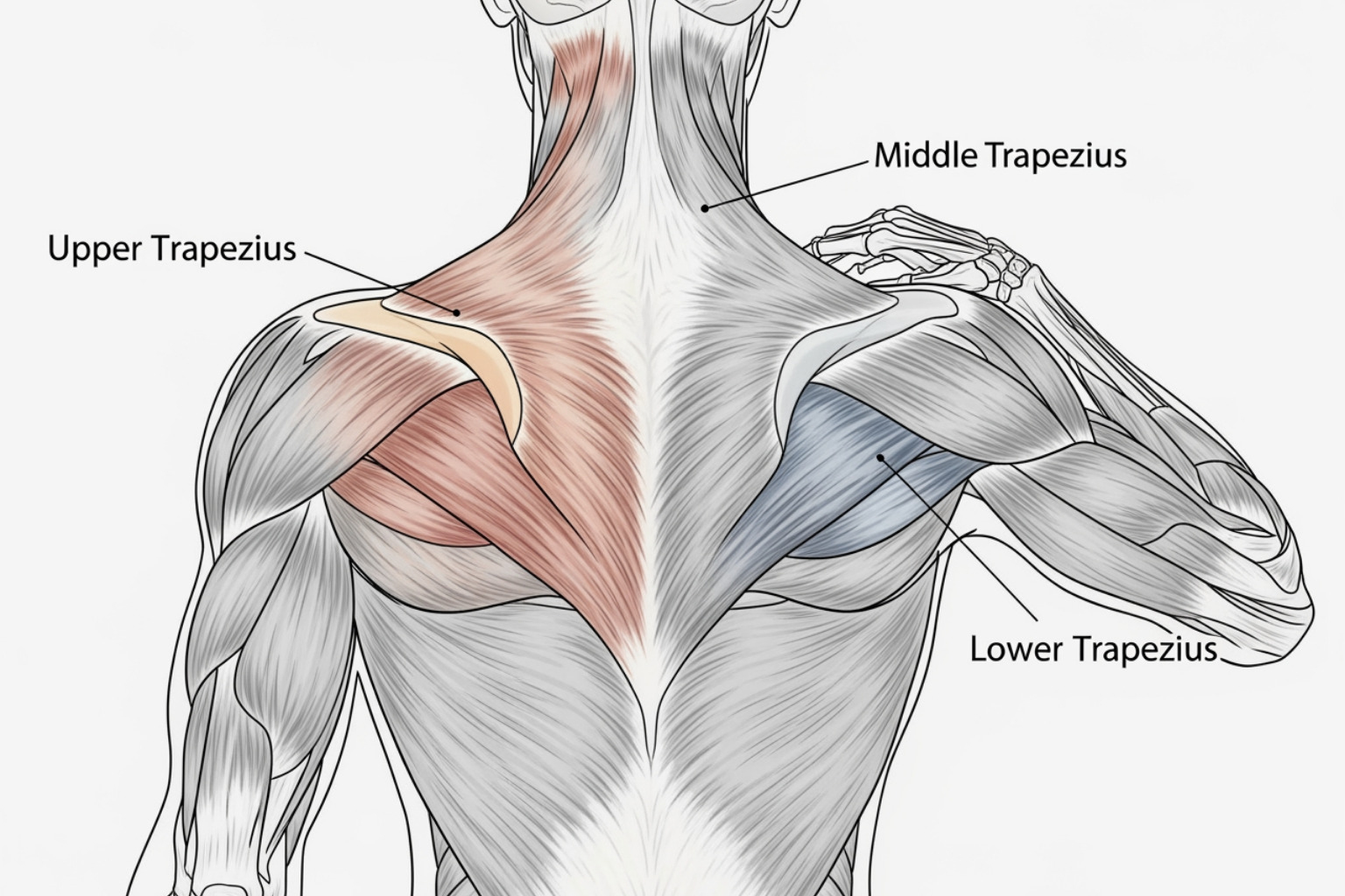 showing the three distinct parts of the trapezius muscle (upper, middle, lower) - exercise of trapezius showing the three distinct parts of the trapezius muscle (upper, middle, lower) - exercise of trapezius