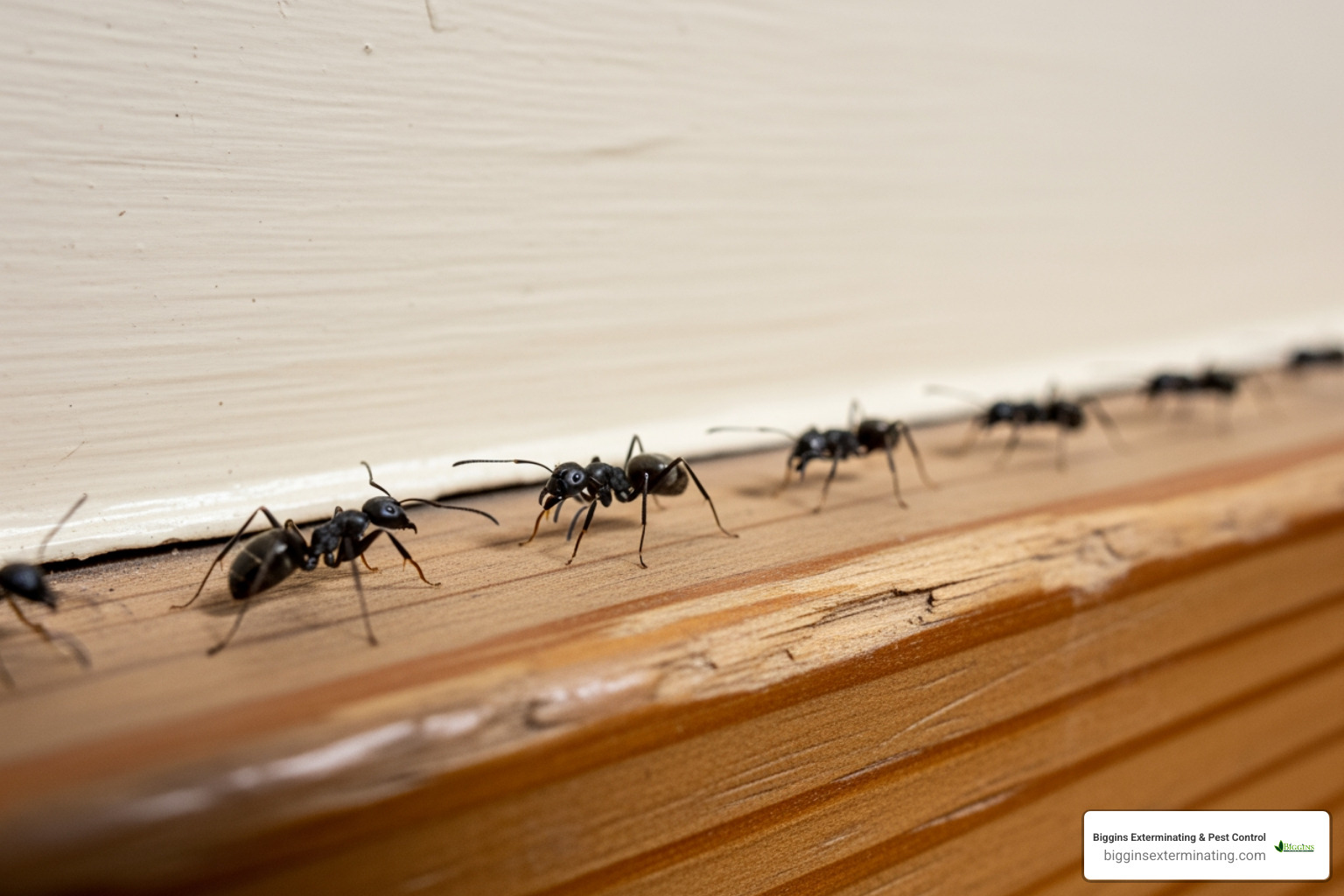 Ant trails along a baseboard - ant exterminator Billerica MA