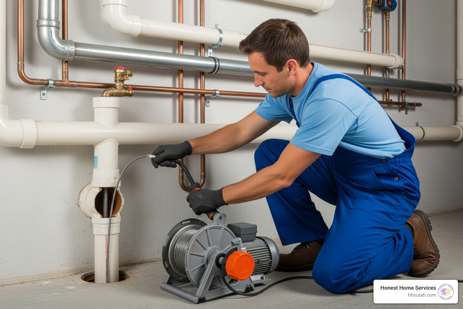 plumber using drain snake in cleanout - drain clean out plumber using drain snake in cleanout - drain clean out