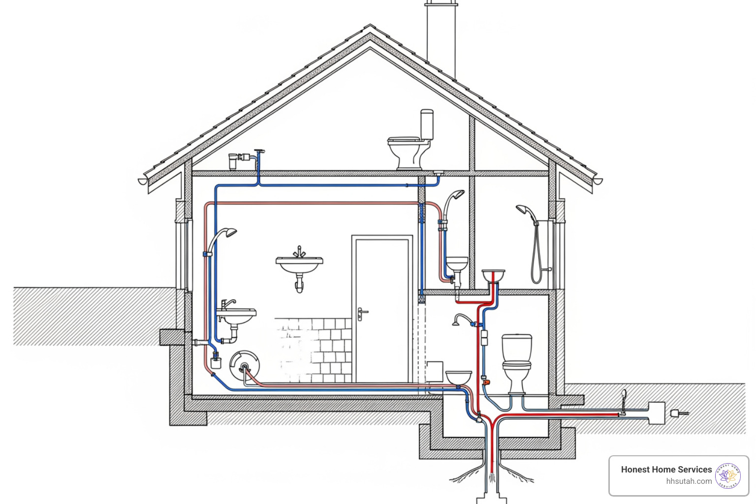 cross-section of a home's plumbing system showing different drains - drain cleaning near me prices cross-section of a home's plumbing system showing different drains - drain cleaning near me prices