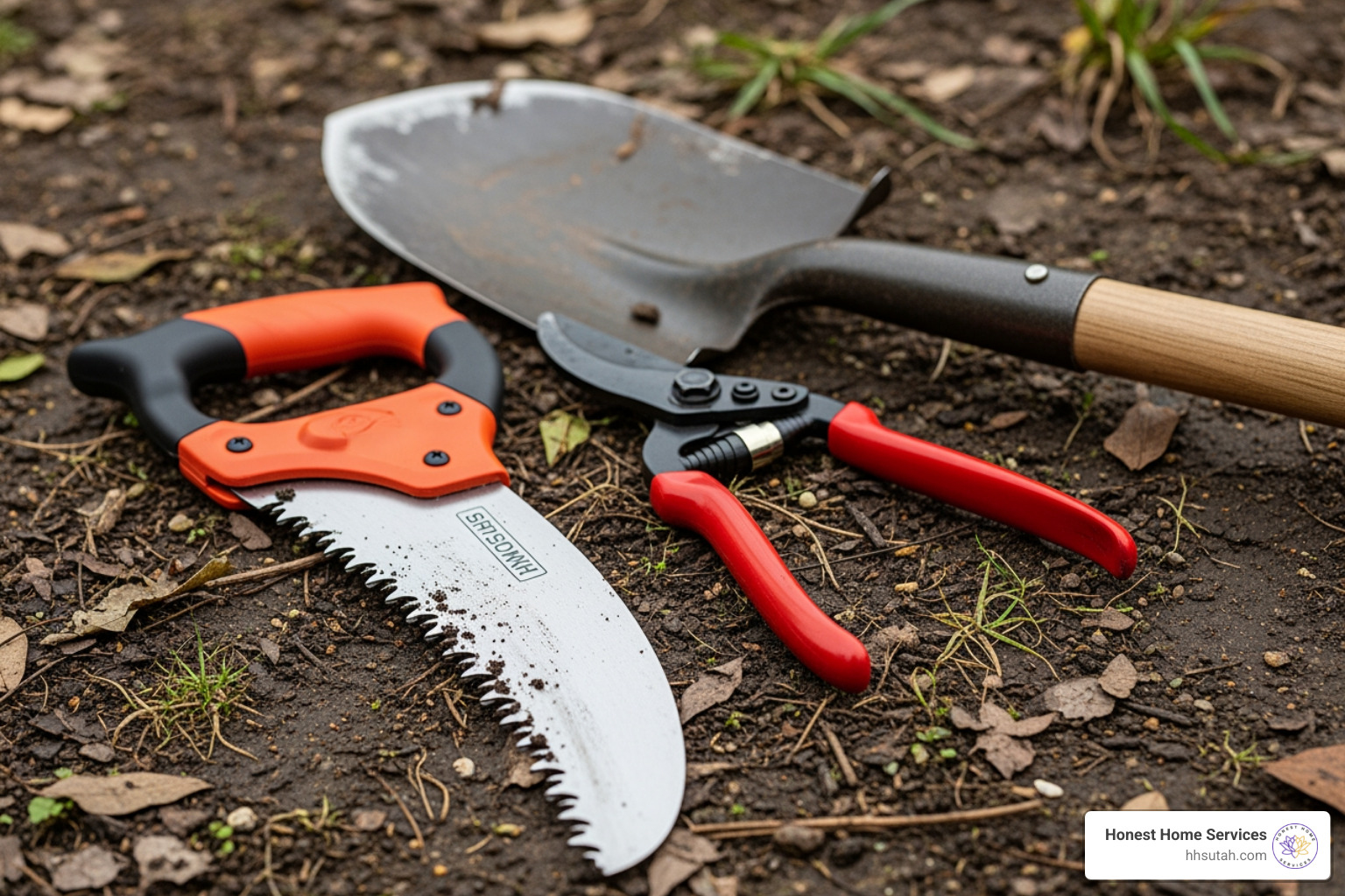 various tools for root removal like a root saw, loppers, and a shovel - Tree root removal various tools for root removal like a root saw, loppers, and a shovel - Tree root removal