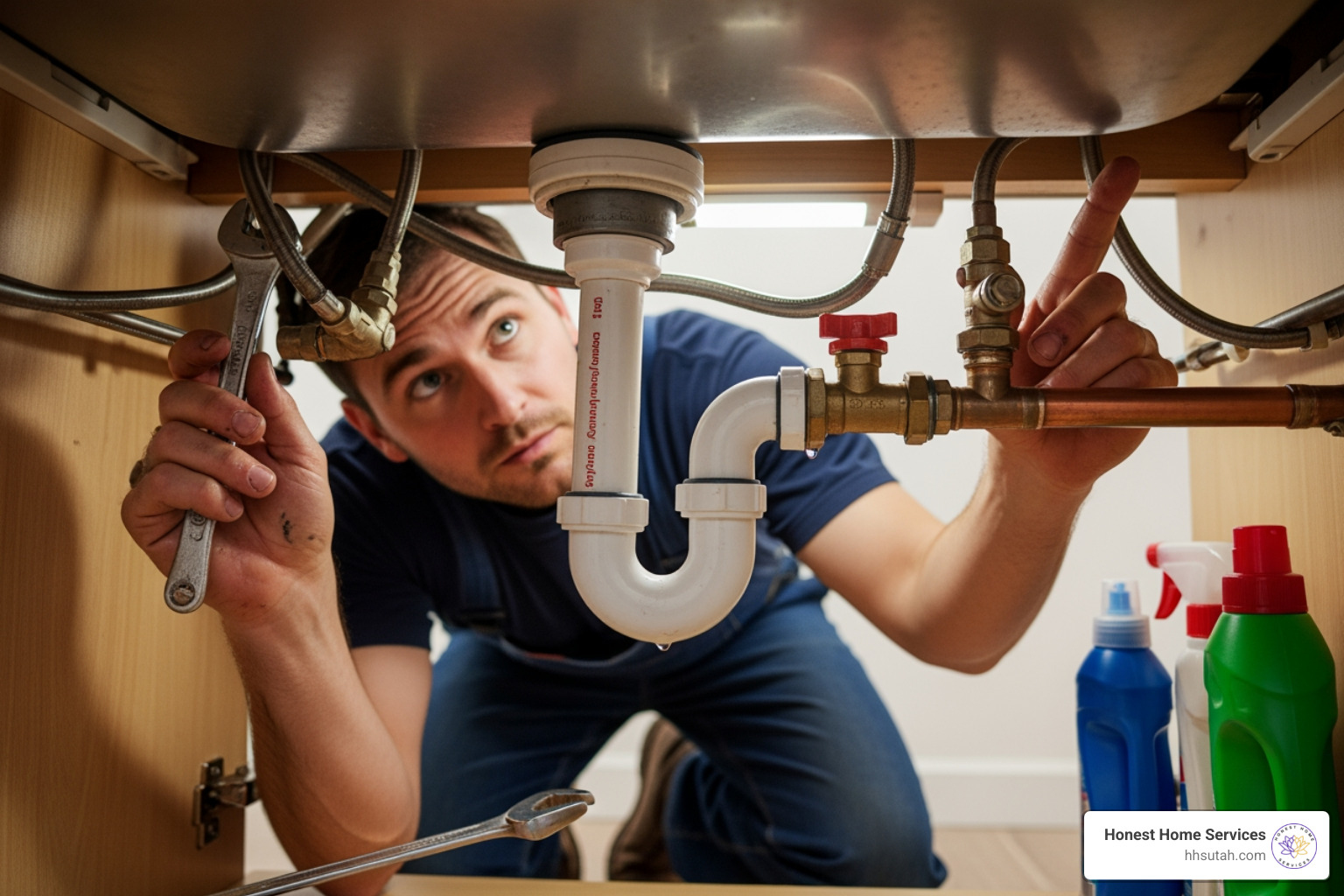 plumber assessing a clog under a sink - drain cleaning near me prices plumber assessing a clog under a sink - drain cleaning near me prices