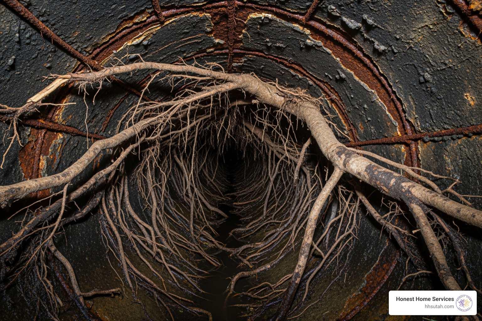 pipe with severe root intrusion - mainline inspection services pipe with severe root intrusion - mainline inspection services
