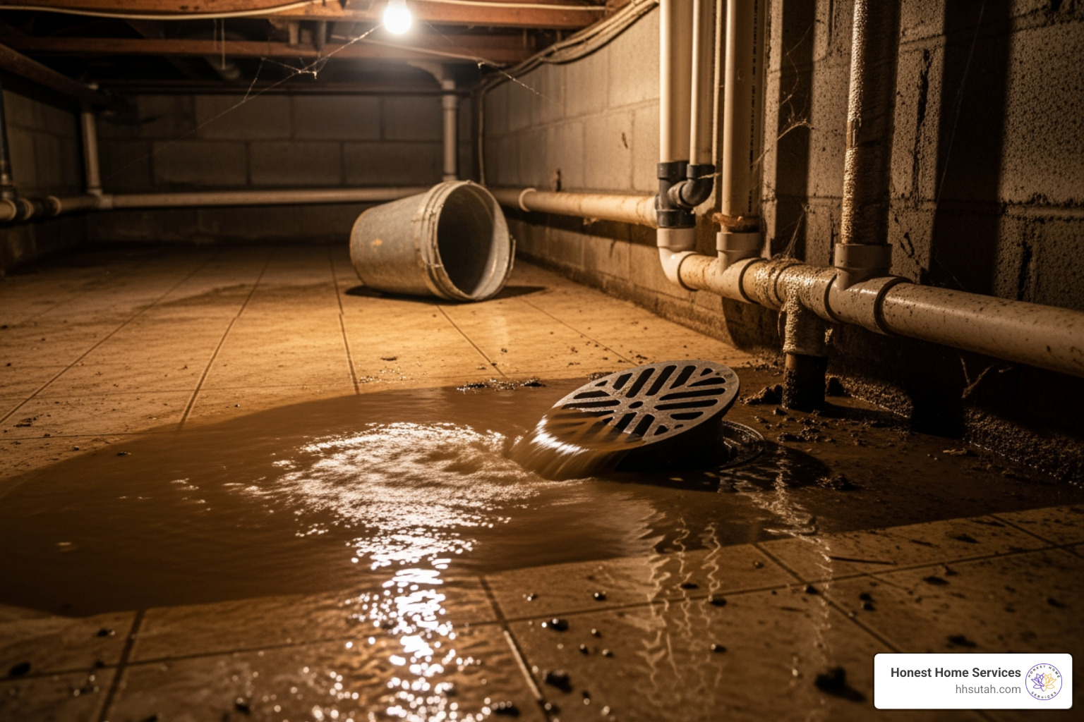 sewage backup in a basement floor drain - sewer mainline sewage backup in a basement floor drain - sewer mainline
