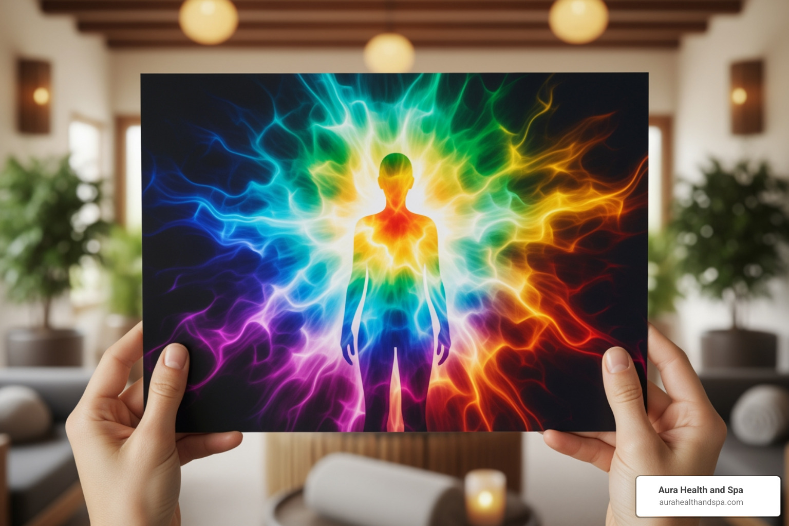 Finished aura photograph in a Plymouth, Michigan-themed setting - Aura photography Michigan