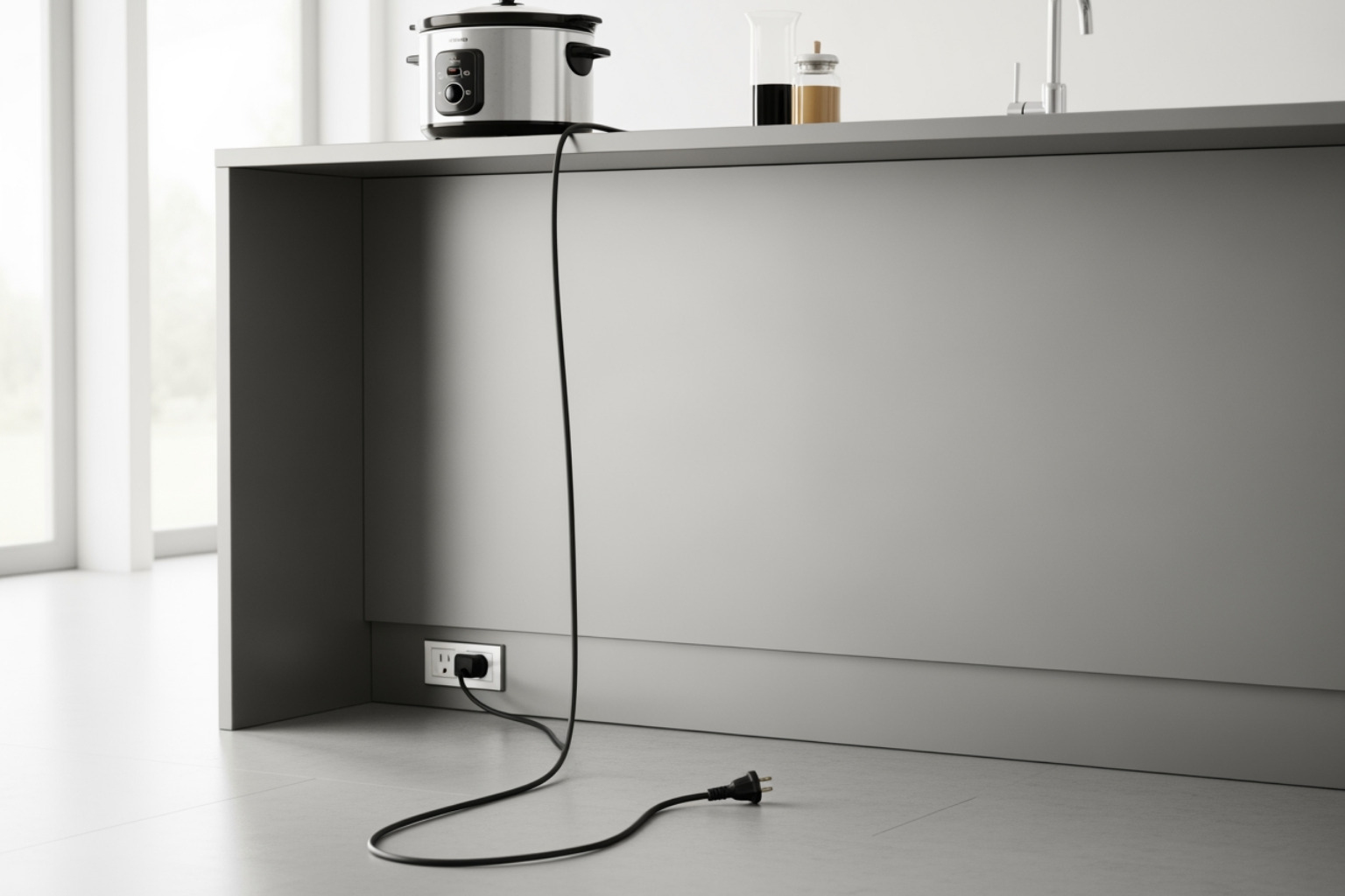 illustrating the hazard of a cord dangling from a below-counter outlet - 2023 nec island outlet requirements illustrating the hazard of a cord dangling from a below-counter outlet - 2023 nec island outlet requirements