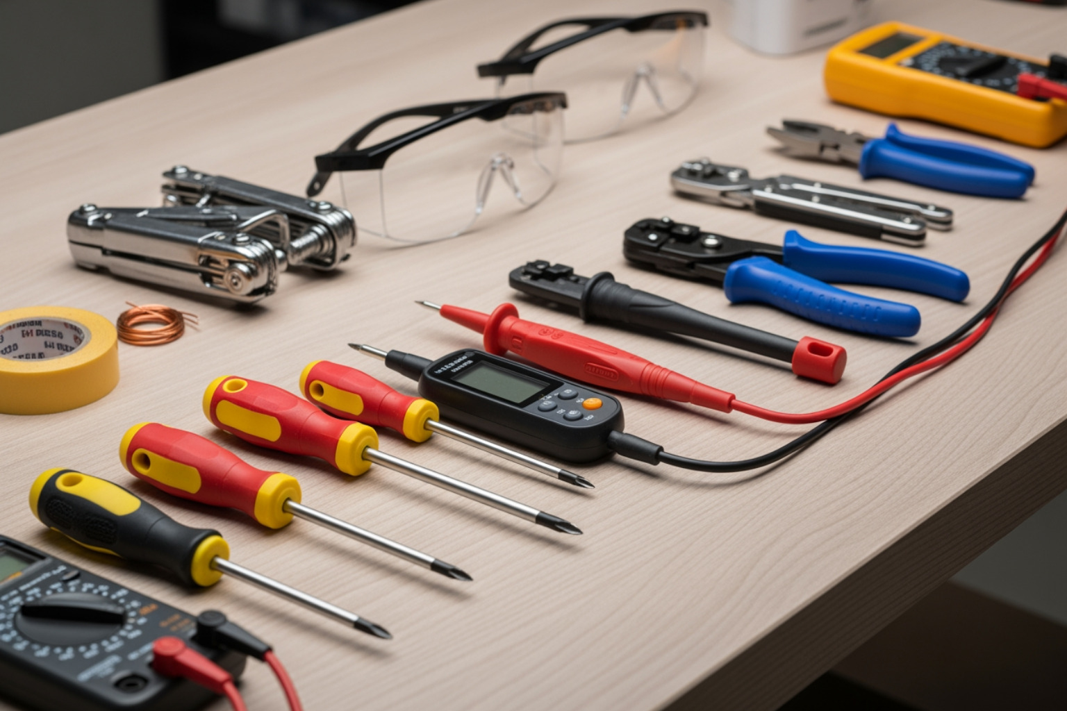 electrical tools laid out - changing breaker in panel electrical tools laid out - changing breaker in panel