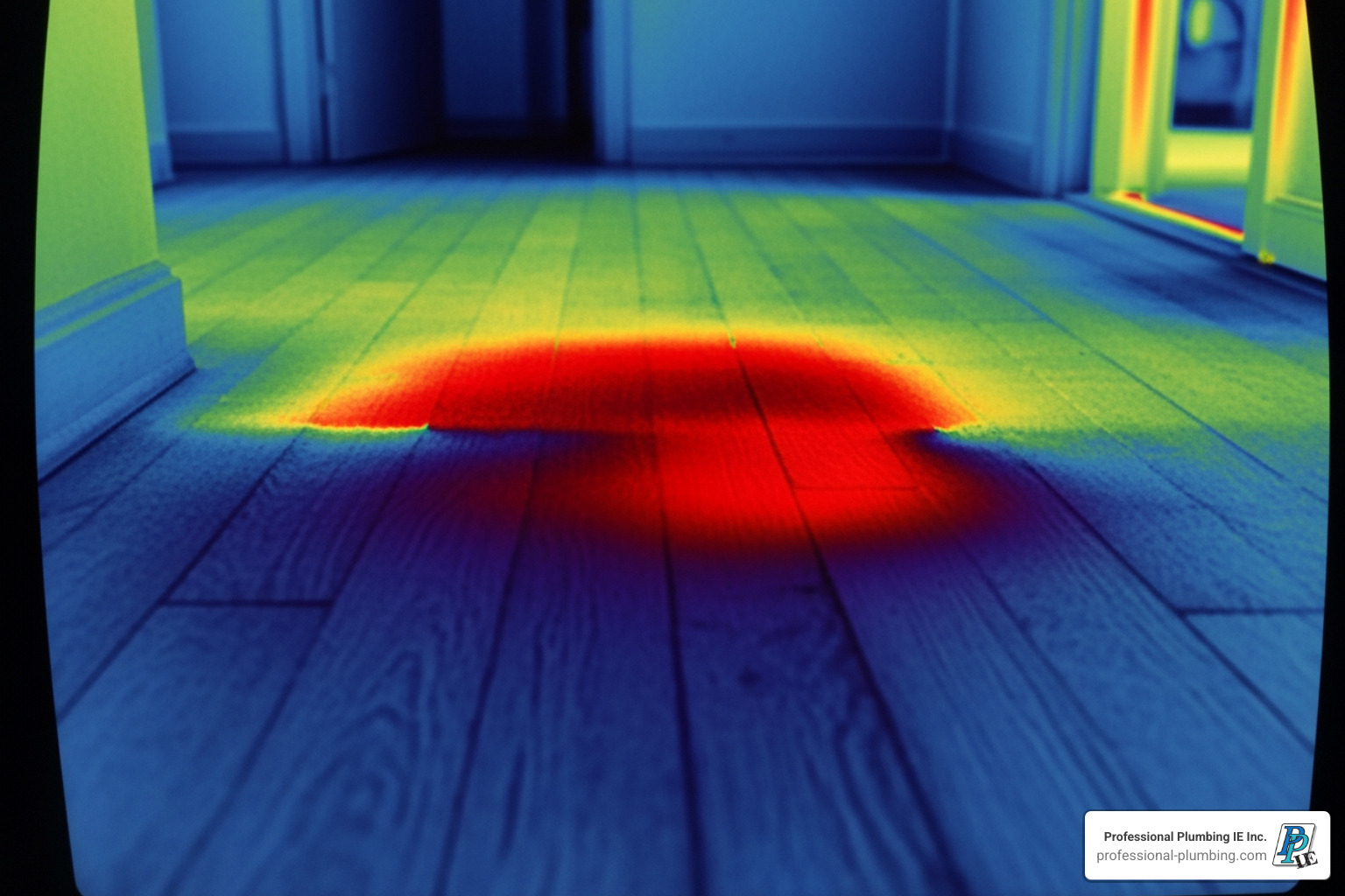 thermal camera view showing a hot spot on a floor - slab leak specialist thermal camera view showing a hot spot on a floor - slab leak specialist