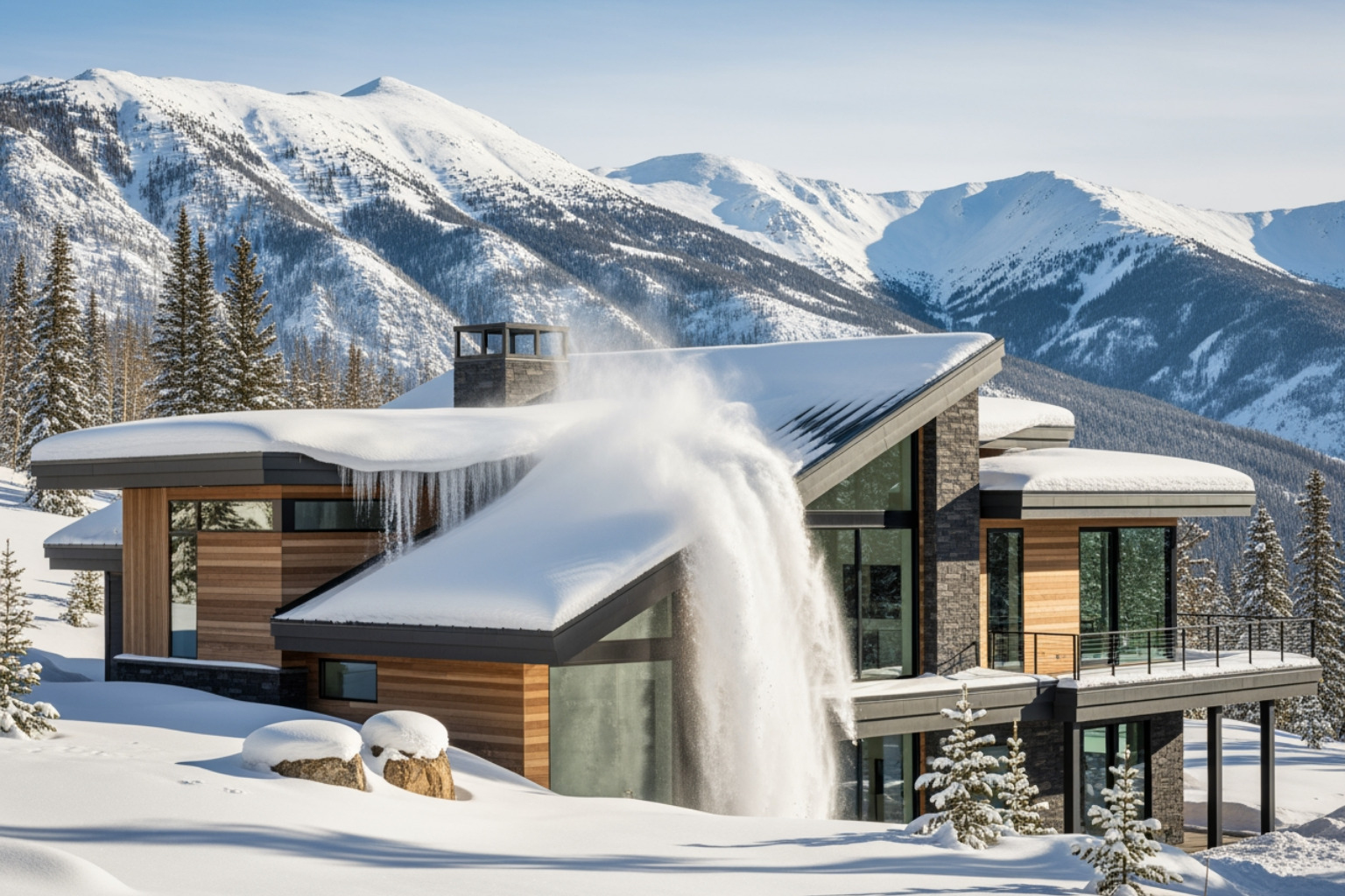 A metal roof easily shedding heavy snow - Residential metal roofing Utah A metal roof easily shedding heavy snow - Residential metal roofing Utah
