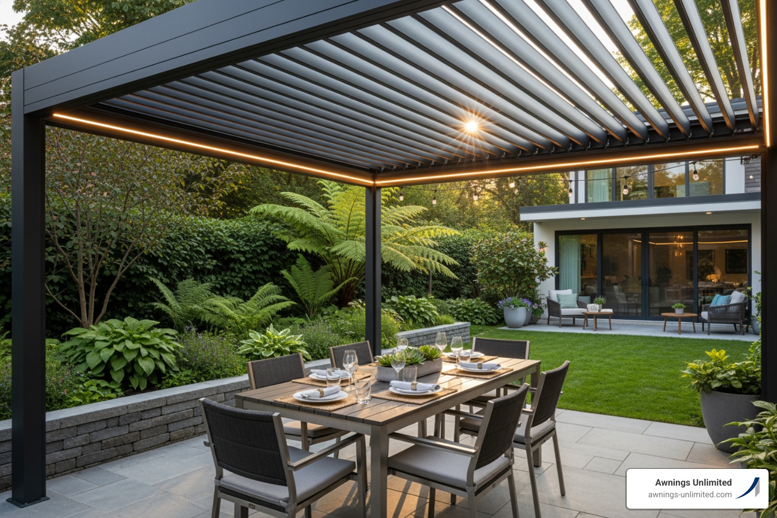 modern aluminum pergola over an outdoor dining area - alfresco covering ideas modern aluminum pergola over an outdoor dining area - alfresco covering ideas