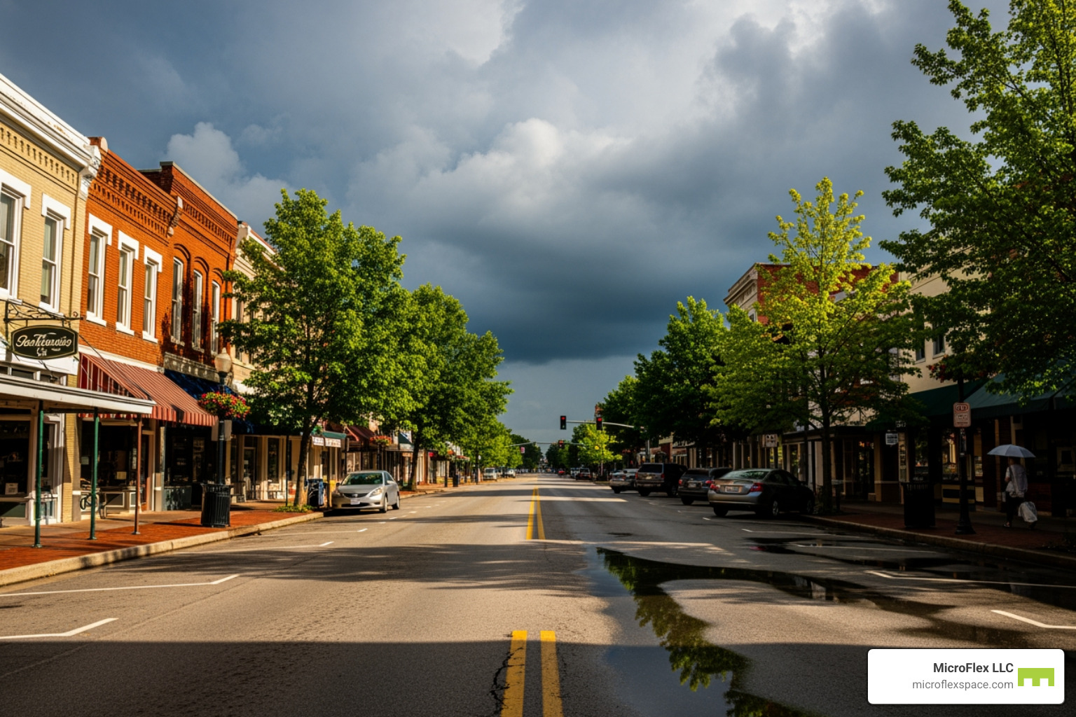 Madison, Alabama street view with a mix of sunny and cloudy weather, symbolizing climate variability - climate controlled storage madison Madison, Alabama street view with a mix of sunny and cloudy weather, symbolizing climate variability - climate controlled storage madison
