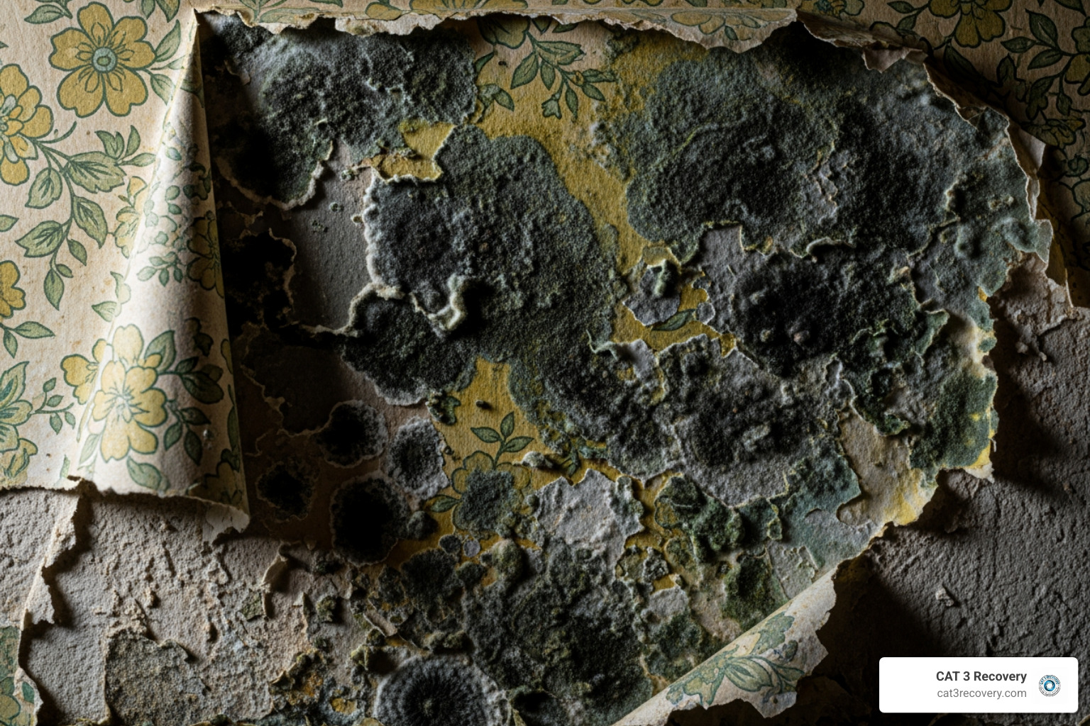 Hidden mold found behind wallpaper - mold damage restoration