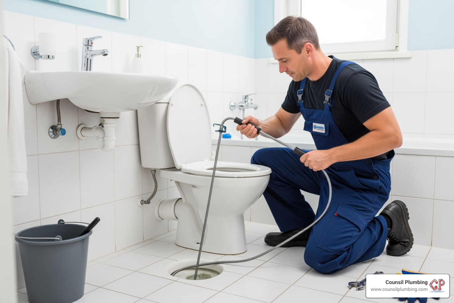 plumber using drain snake - emergency plumber los altos