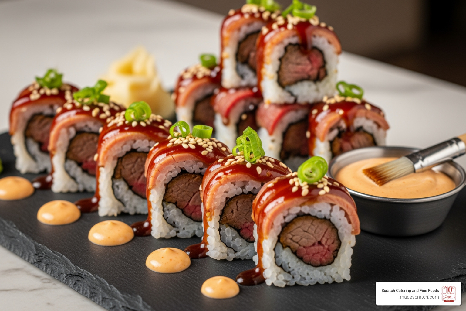 Unique Texas fusion dish like brisket sushi - DFW catering services Unique Texas fusion dish like brisket sushi - DFW catering services