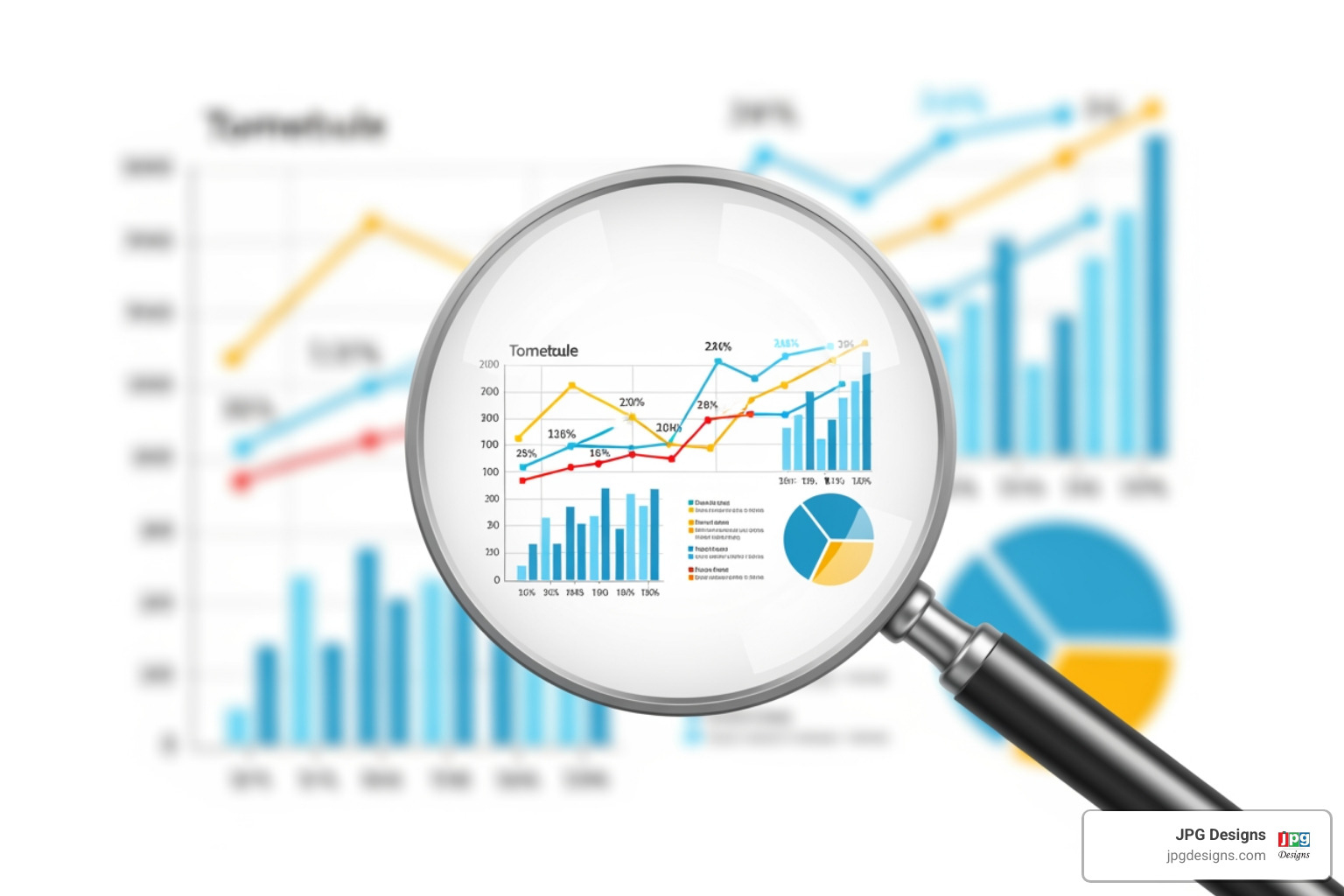 Illustration of a blurred graph representing unreliable data, with a magnifying glass revealing accurate, detailed metrics. - advanced email analytics Illustration of a blurred graph representing unreliable data, with a magnifying glass revealing accurate, detailed metrics. - advanced email analytics