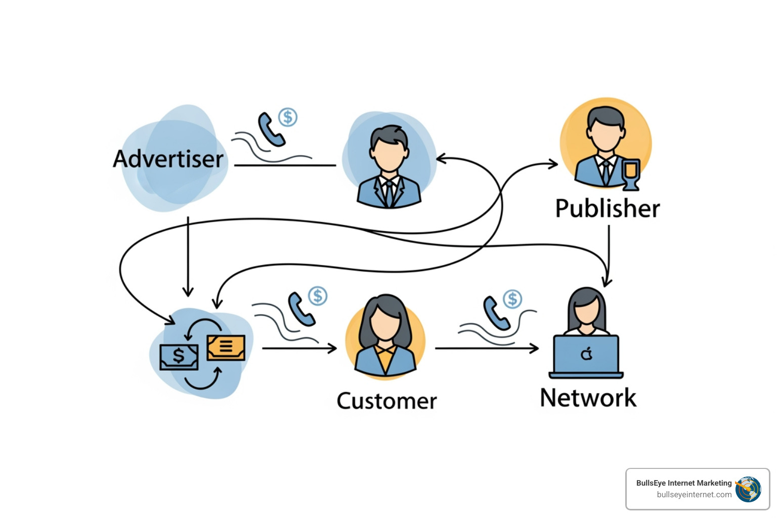 diagram of pay-per-call ecosystem - pay per call campaigns