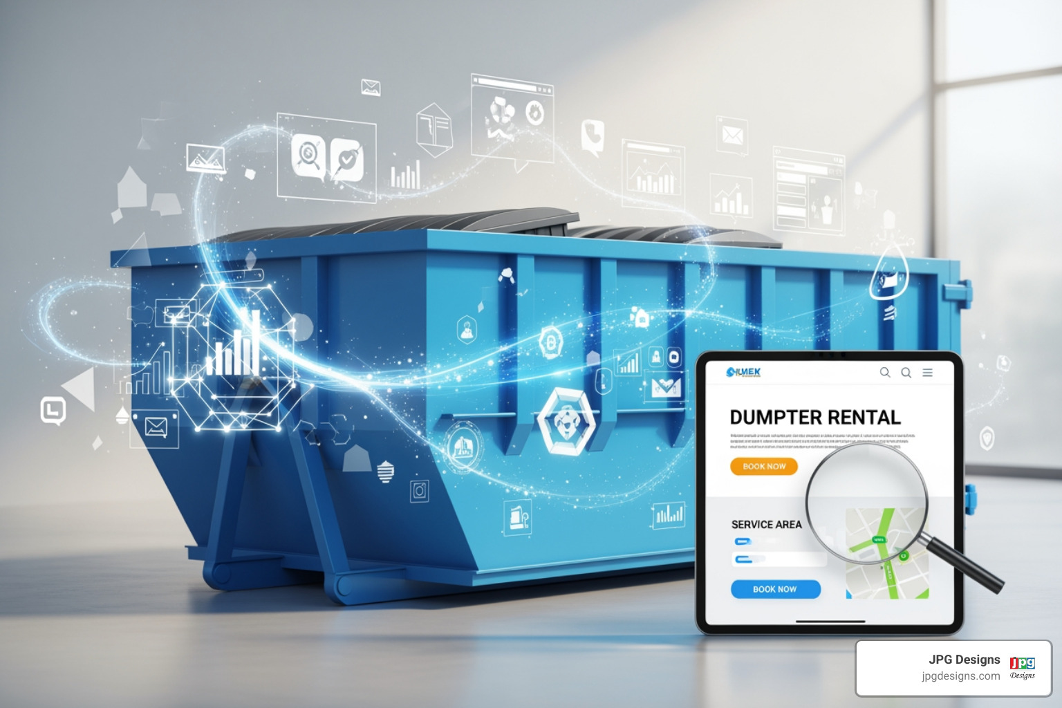 dumpster rental website on desktop and mobile - Dumpster Rental Websites and Marketing