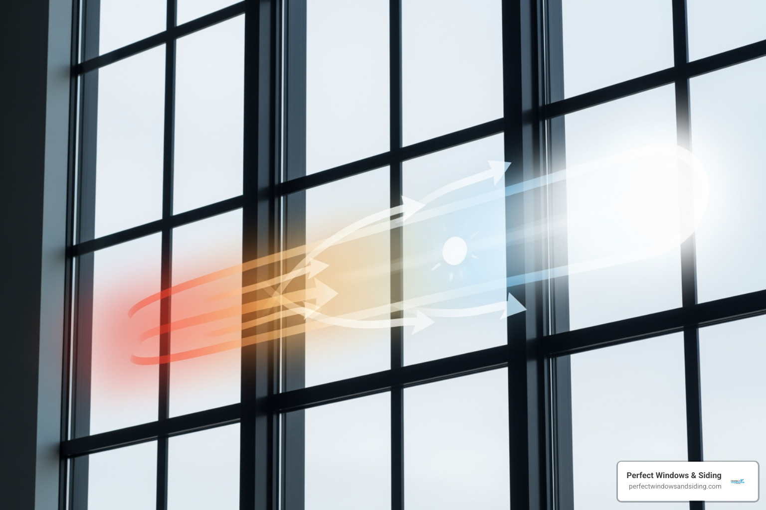 NFRC label with callouts for U-Factor, SHGC, VT, AL, and Condensation Resistance - energy efficient windows Chicago