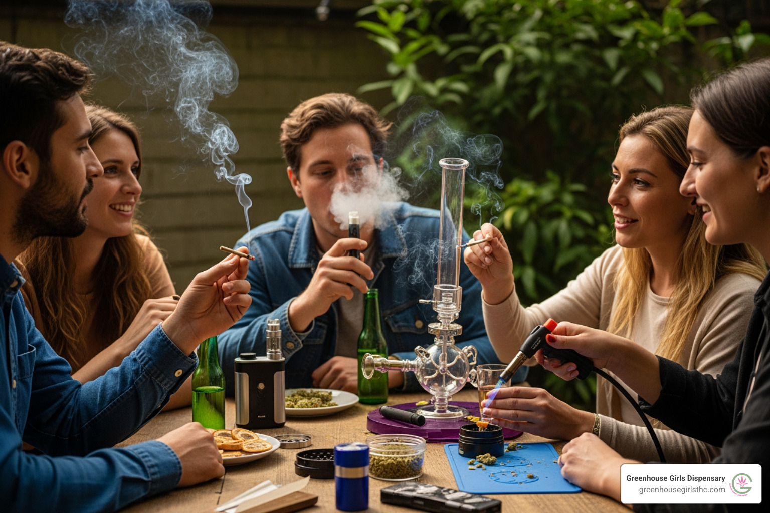 Various cannabis consumption methods including smoking a joint, vaping, and dabbing - THCa flower vs CBD