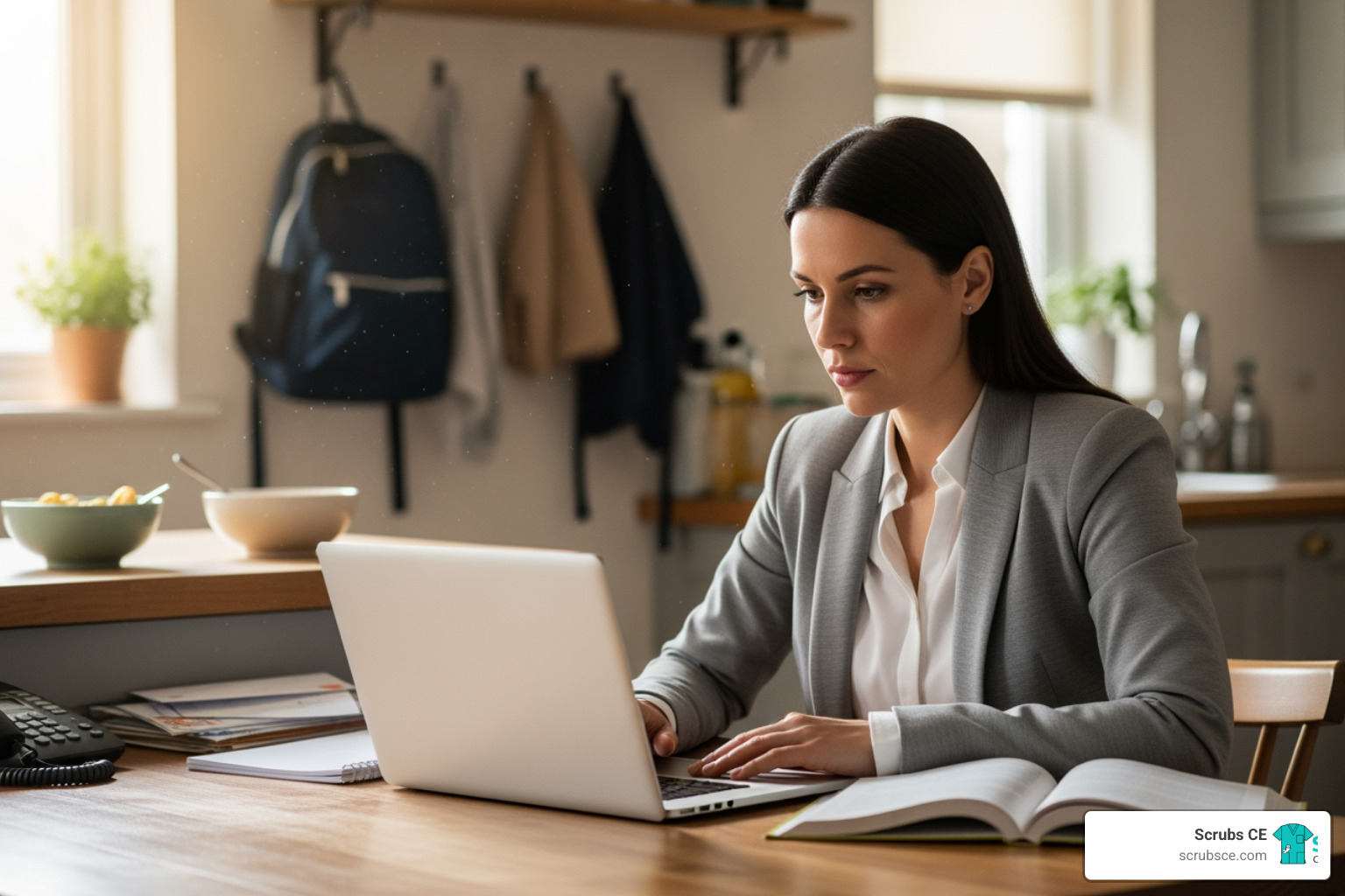 student balancing work, family, and online studies - Online education healthcare student balancing work, family, and online studies - Online education healthcare