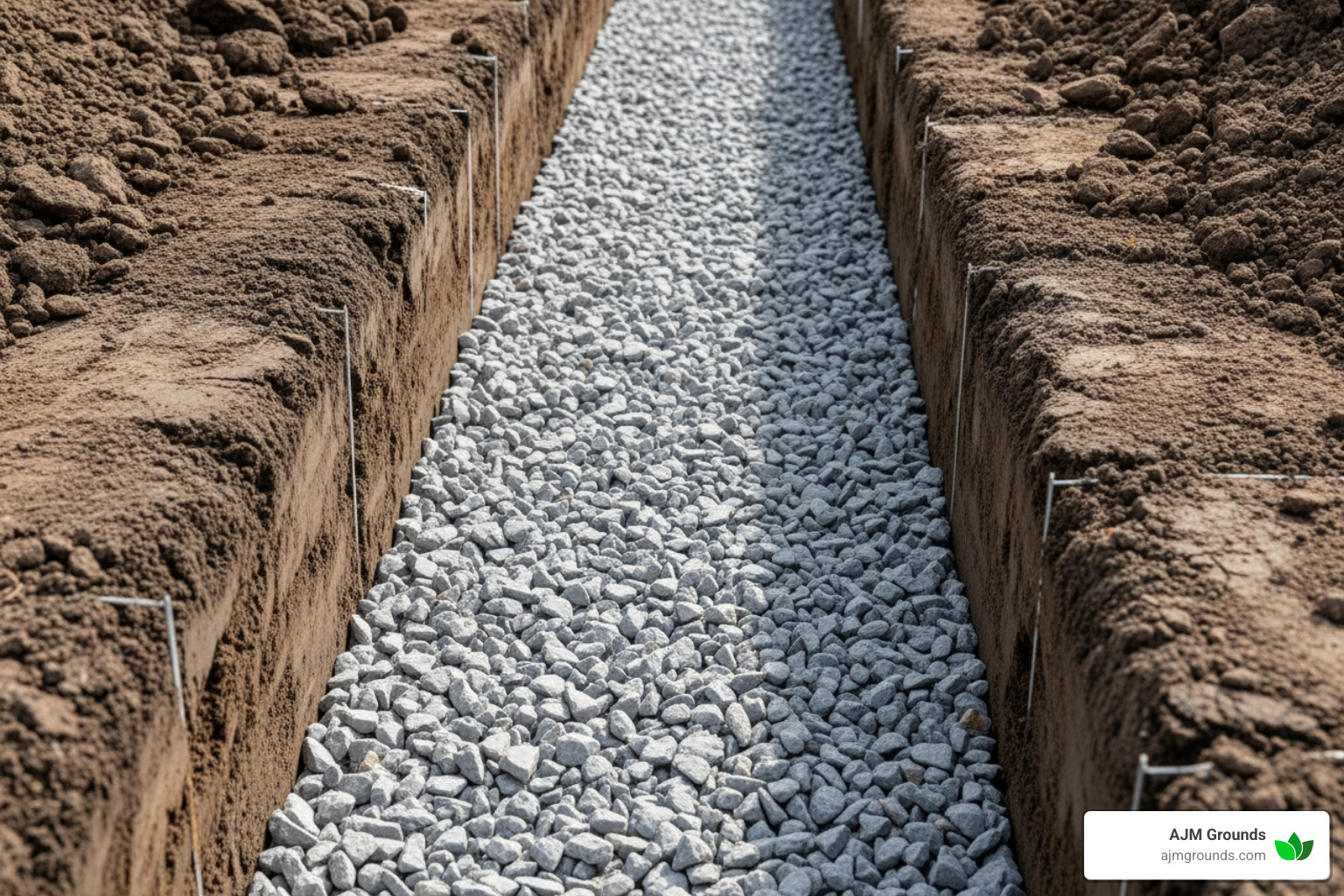 a prepared and compacted gravel base trench for the first stair riser - Retaining walls with stairs