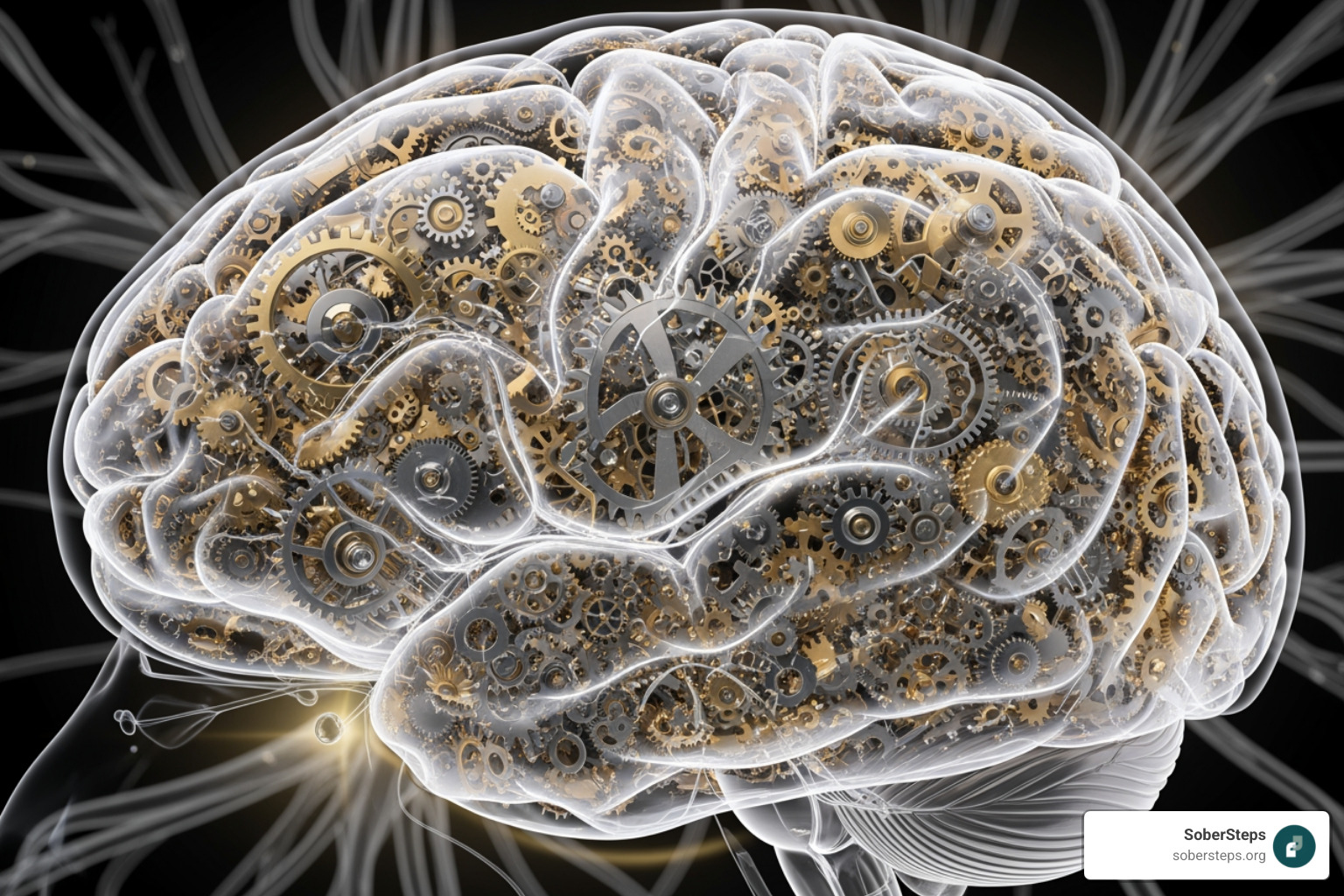 brain gears symbolizing cognitive tools - online addiction recovery support groups