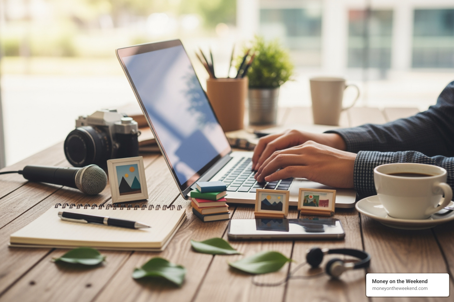 various content formats like a blog post, a video player, a podcast microphone, and an infographic - Content marketing tips various content formats like a blog post, a video player, a podcast microphone, and an infographic - Content marketing tips