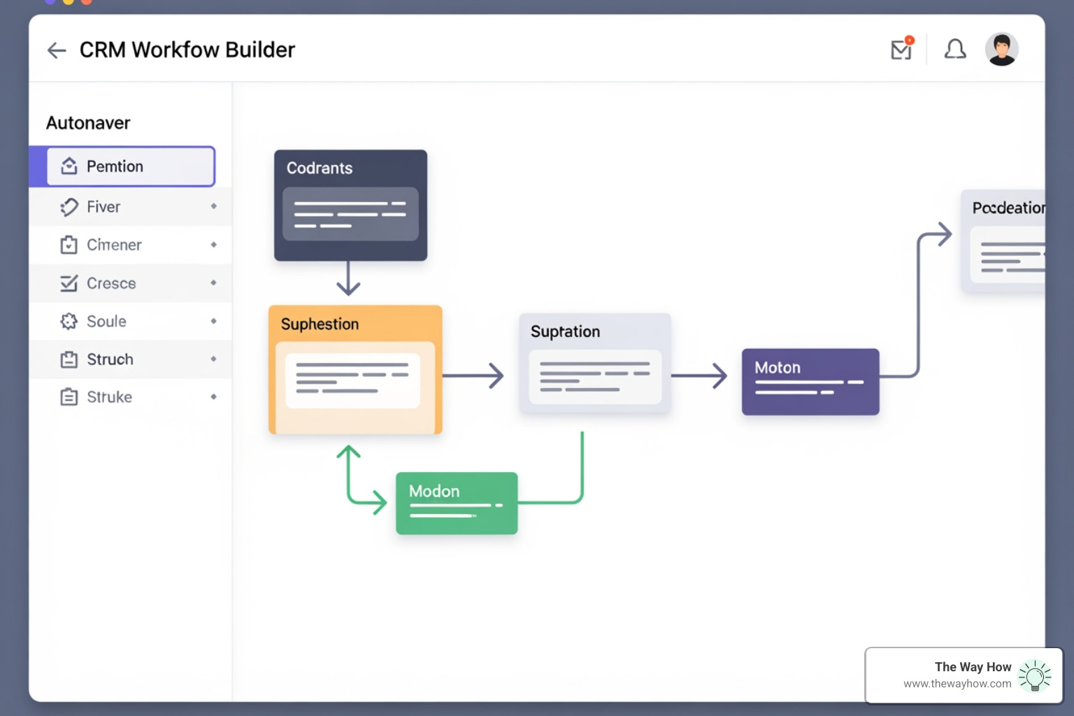 Workflow automation builder in a CRM, showing interconnected tasks - crm for real estate developers