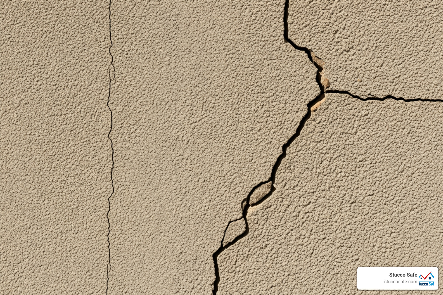 comparing a small hairline crack to a larger, more serious structural crack in stucco - stucco repair comparing a small hairline crack to a larger, more serious structural crack in stucco - stucco repair