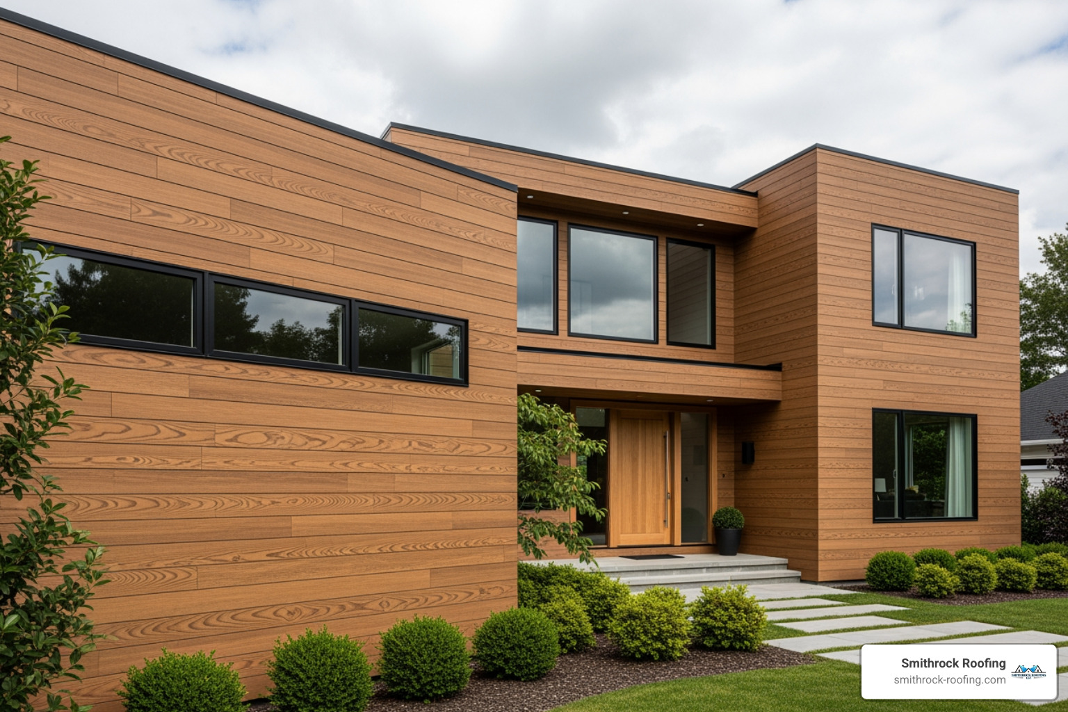 home with fiber cement siding mimicking wood grain - least expensive siding options