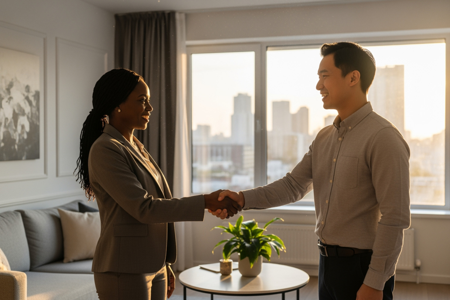 landlord and tenant shaking hands - city and county rental assistance