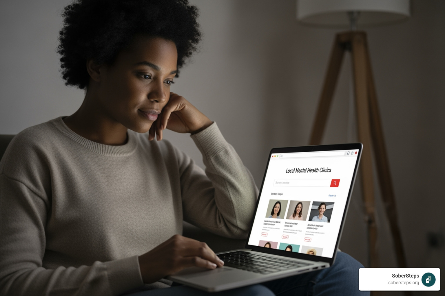 person using a laptop to search for local mental health resources - mental health clinic person using a laptop to search for local mental health resources - mental health clinic