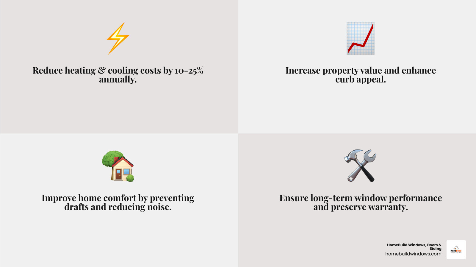 Infographic explaining the ROI of new window installation - window installation suburbs infographic 4_facts_emoji_grey