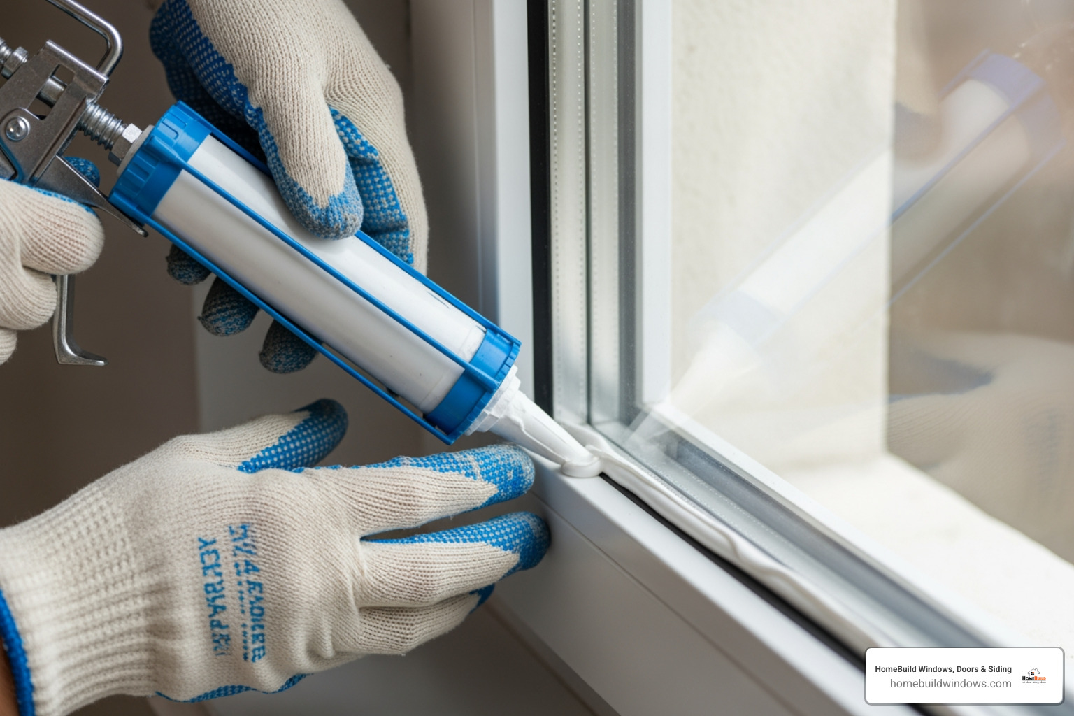 professional installer carefully sealing a new window - window installation suburbs