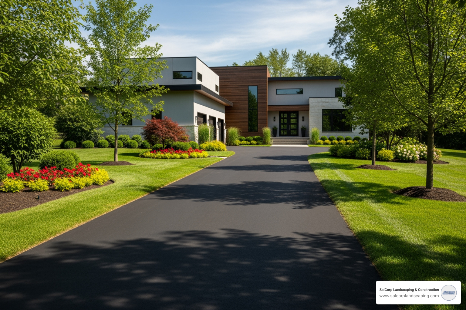 black paved driveway
