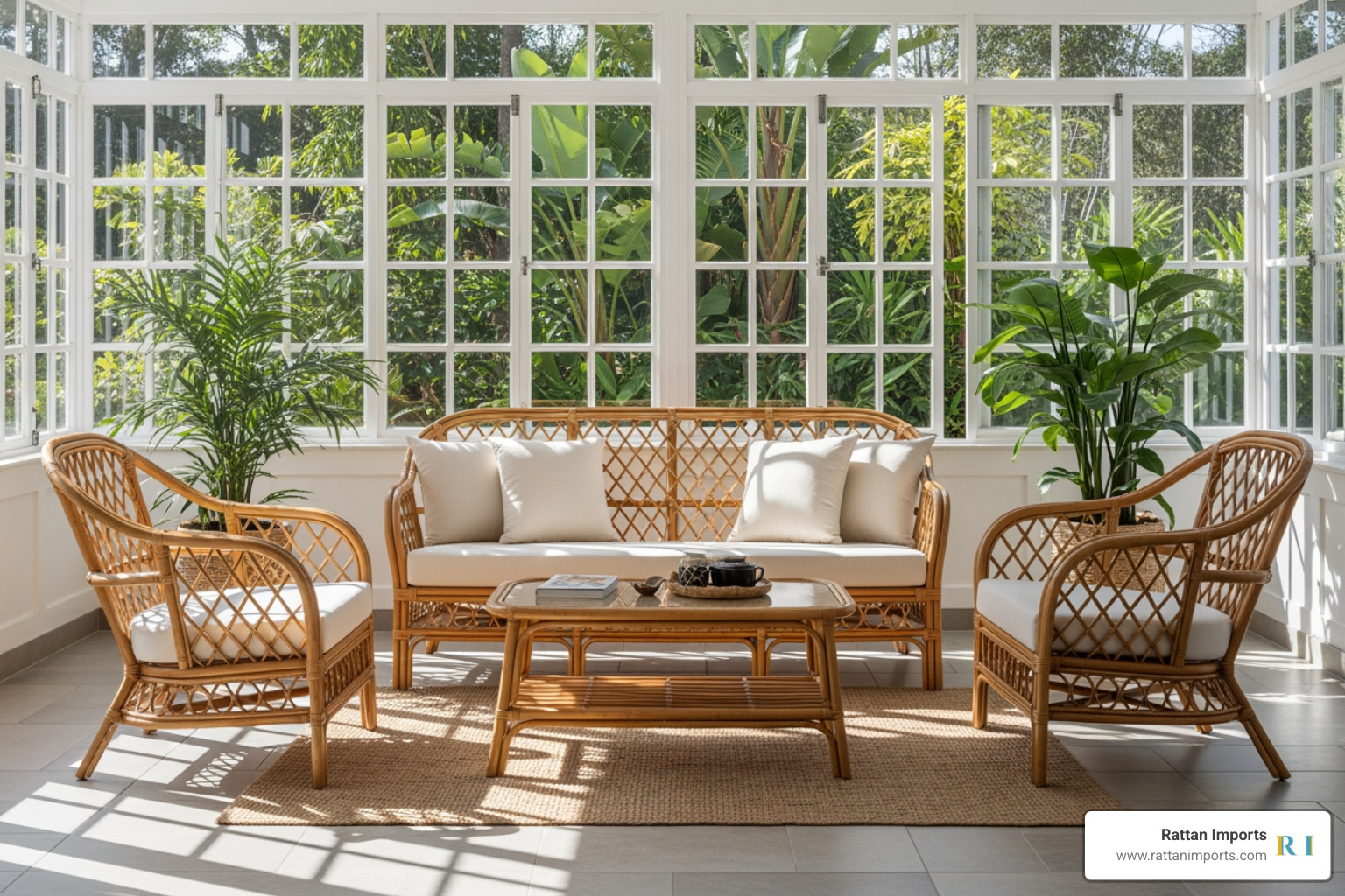 curated collection of rattan furniture - Rattan sunroom furniture