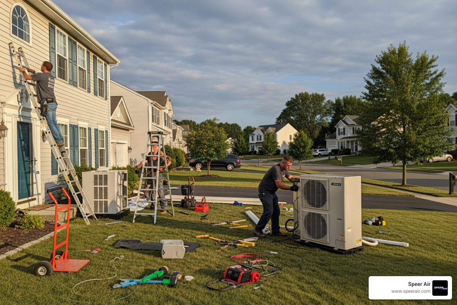 Infographic showing how heat pumps work: arrows depicting heat transfer from outdoor air into home during winter months, and heat removal from indoor air during summer months, with labeled indoor and outdoor units, refrigerant lines, and temperature indicators for both heating and cooling modes in Middlesex County NJ climate - heat pump replacement in middlesex county nj Infographic showing how heat pumps work: arrows depicting heat transfer from outdoor air into home during winter months, and heat removal from indoor air during summer months, with labeled indoor and outdoor units, refrigerant lines, and temperature indicators for both heating and cooling modes in Middlesex County NJ climate - heat pump replacement in middlesex county nj