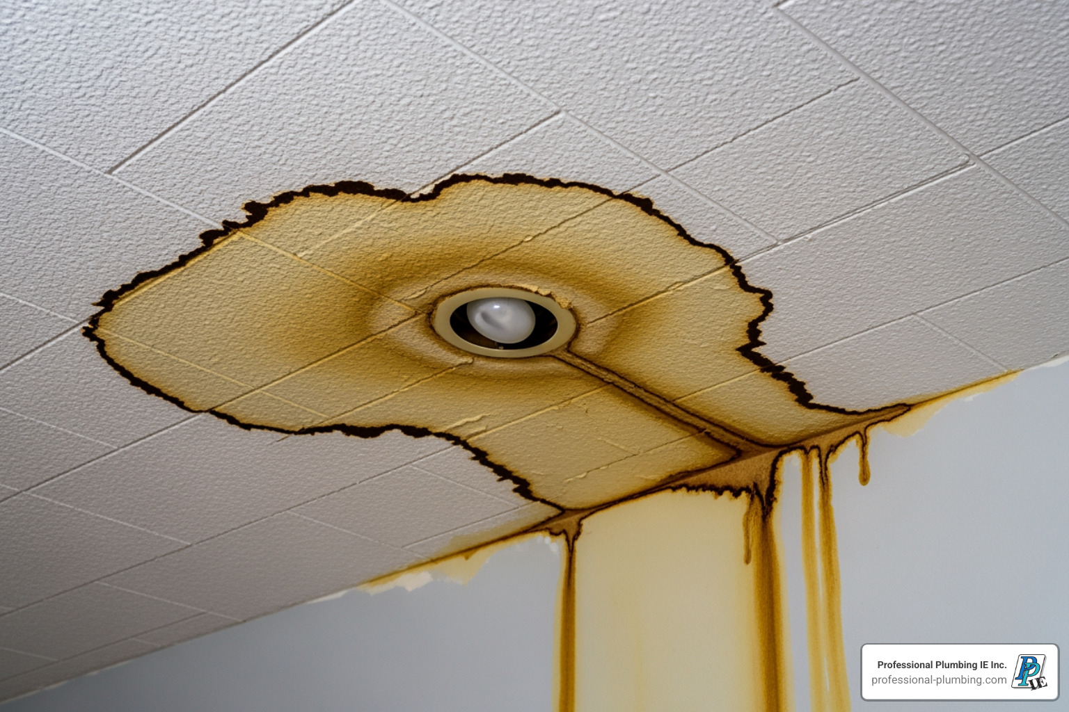 water stains on a ceiling or wall in a typical Inland Empire home - burst pipe repair riverside water stains on a ceiling or wall in a typical Inland Empire home - burst pipe repair riverside