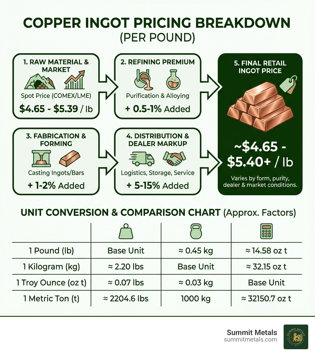 infographic showing copper pricing breakdown - price of copper ingots per pound infographic infographic showing copper pricing breakdown - price of copper ingots per pound infographic