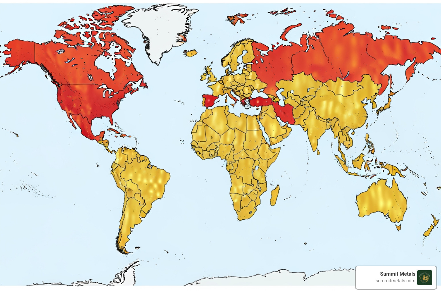 World map highlighting areas of geopolitical tension and countries with significant central bank gold reserves - is gold good investment
