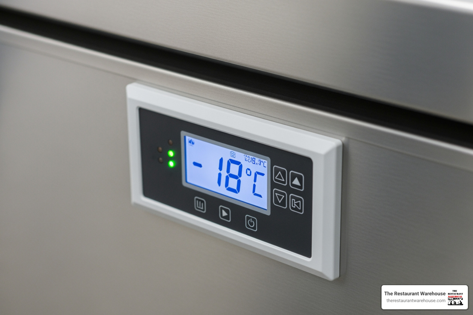 digital temperature controller on a commercial freezer displaying a sub-zero temperature - chest freezer commercial grade