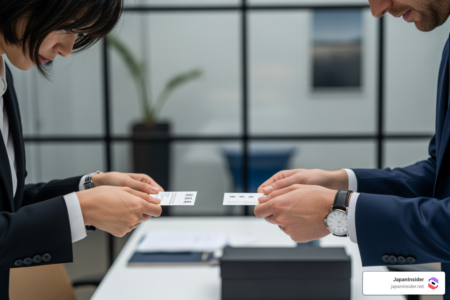 Formal business card (meishi) exchange - Doing business in Japan