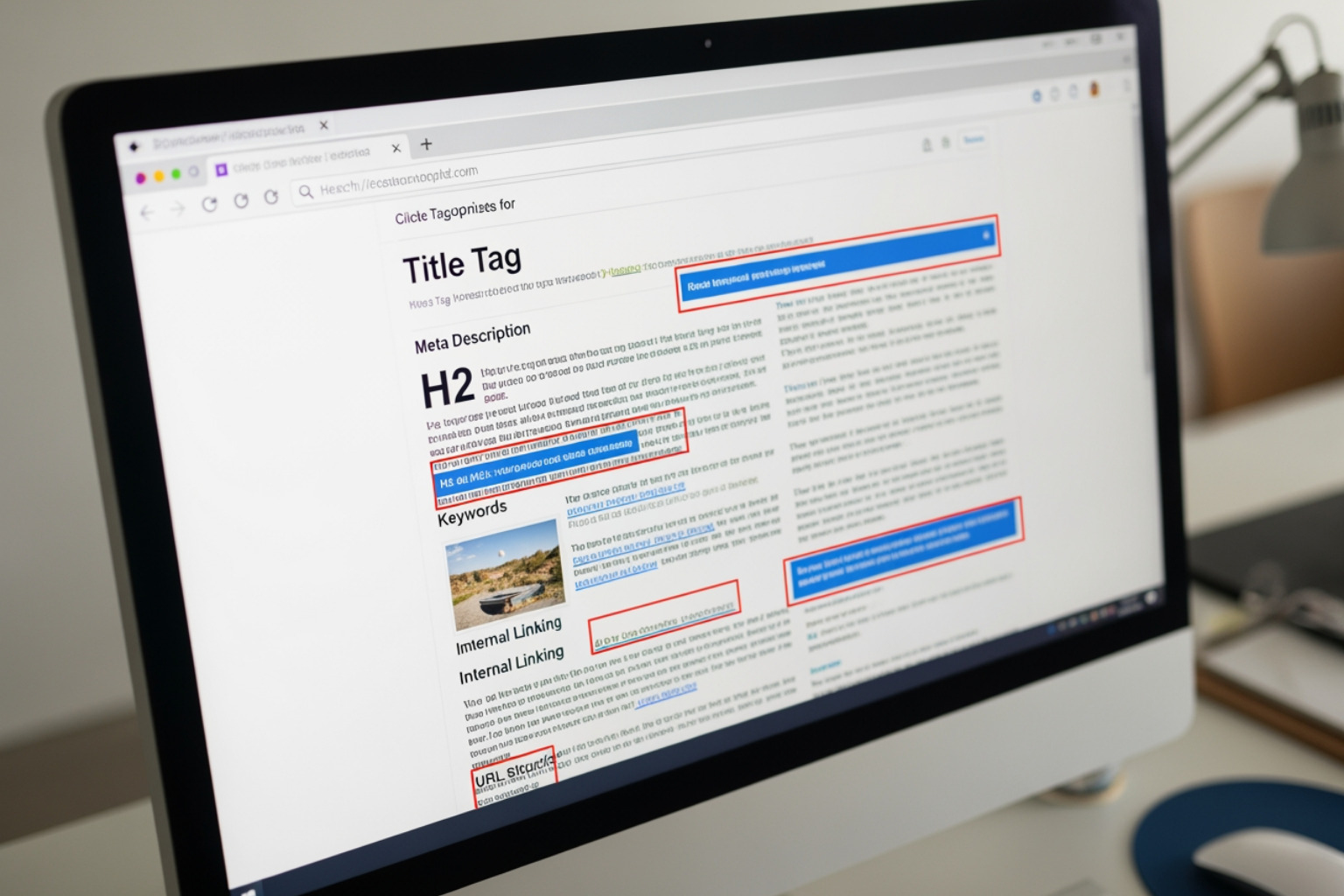 SERP result with title, URL, and description highlighted - seo on page optimization techniques