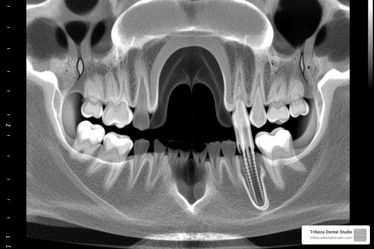 dental CT scan showing insufficient bone height below the sinus - sinus lift dental implants NYC