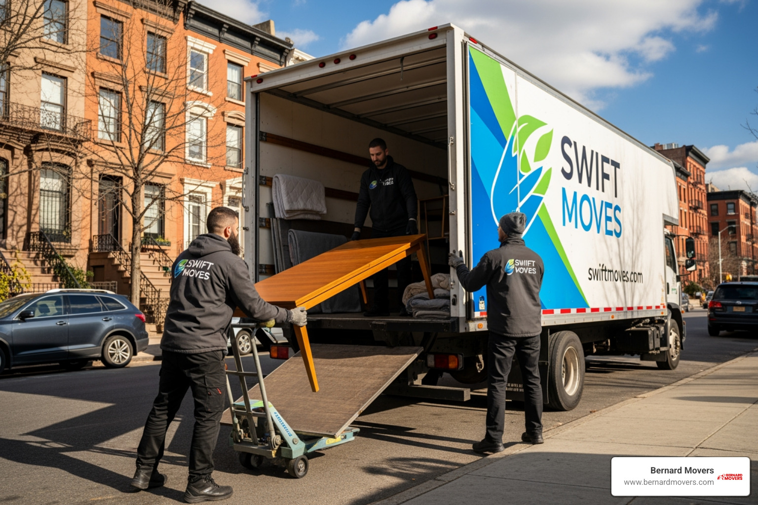Bernard Movers’ professional team loading furniture into a branded truck - moving services chicago il