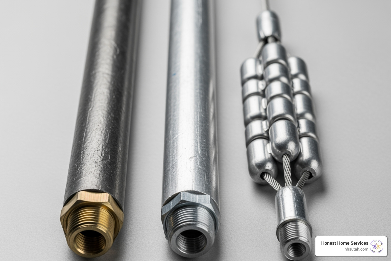 three main types of anode rods: magnesium, aluminum, and a flexible segmented one - Gas water heater anode three main types of anode rods: magnesium, aluminum, and a flexible segmented one - Gas water heater anode
