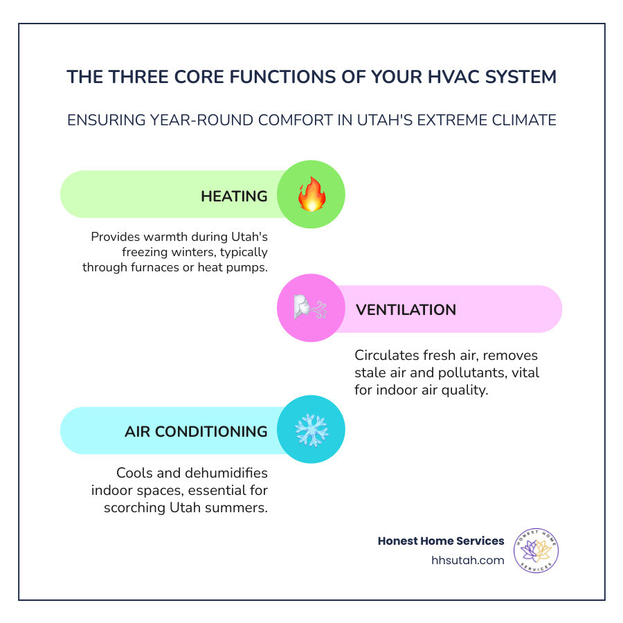 infographic showing heating ventilation and air conditioning as three pillars of hvac systems with seasonal maintenance schedule for utah climate - utah hvac companies infographic infographic-line-3-steps-colors infographic showing heating ventilation and air conditioning as three pillars of hvac systems with seasonal maintenance schedule for utah climate - utah hvac companies infographic infographic-line-3-steps-colors