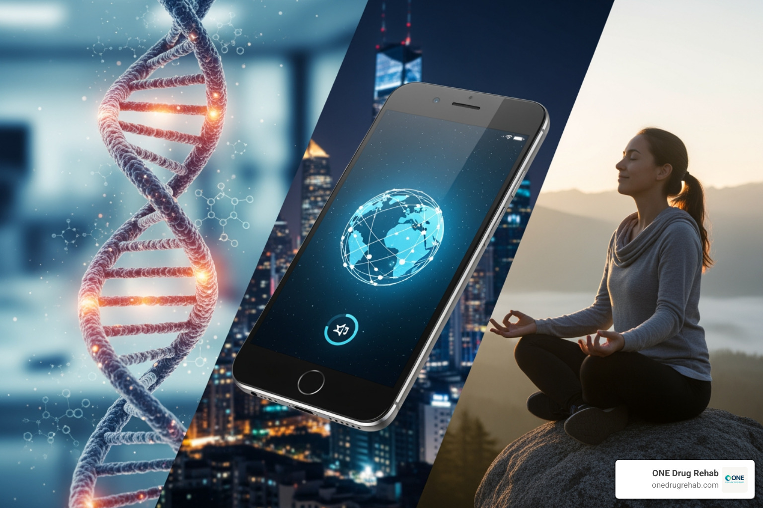 A collage showing different types of breakthroughs, including a DNA helix, a smartphone, and a person meditating, representing scientific, technological, and personal advancements - what is breakthrough A collage showing different types of breakthroughs, including a DNA helix, a smartphone, and a person meditating, representing scientific, technological, and personal advancements - what is breakthrough