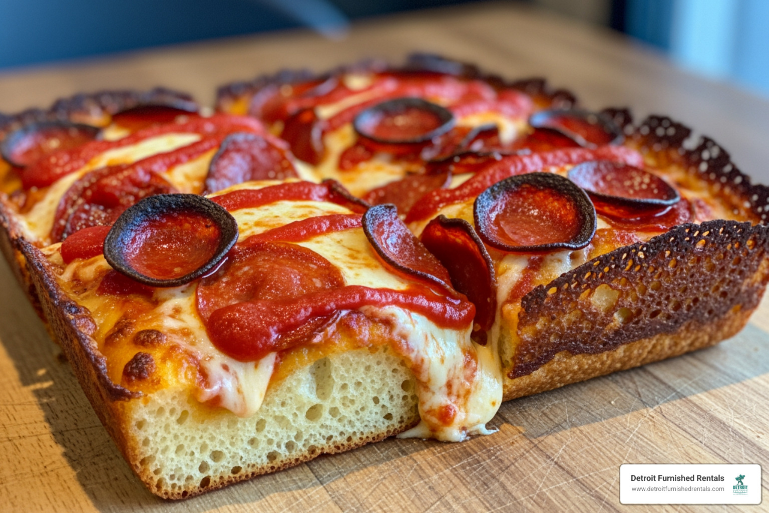 classic Detroit-style pizza with crispy edges - Best Detroit restaurants