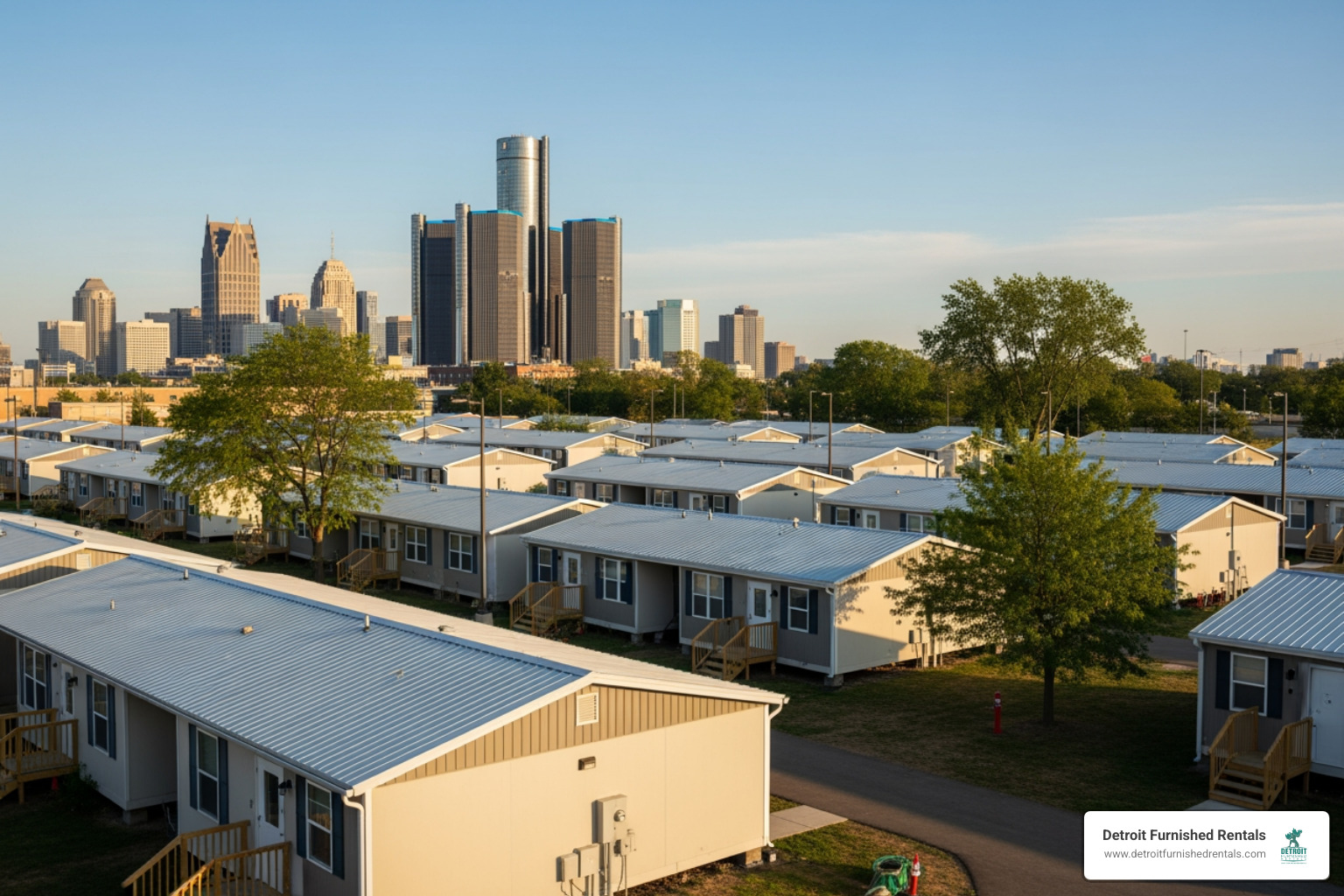 Diverse Detroit neighborhood street view - Temporary housing Detroit Michigan